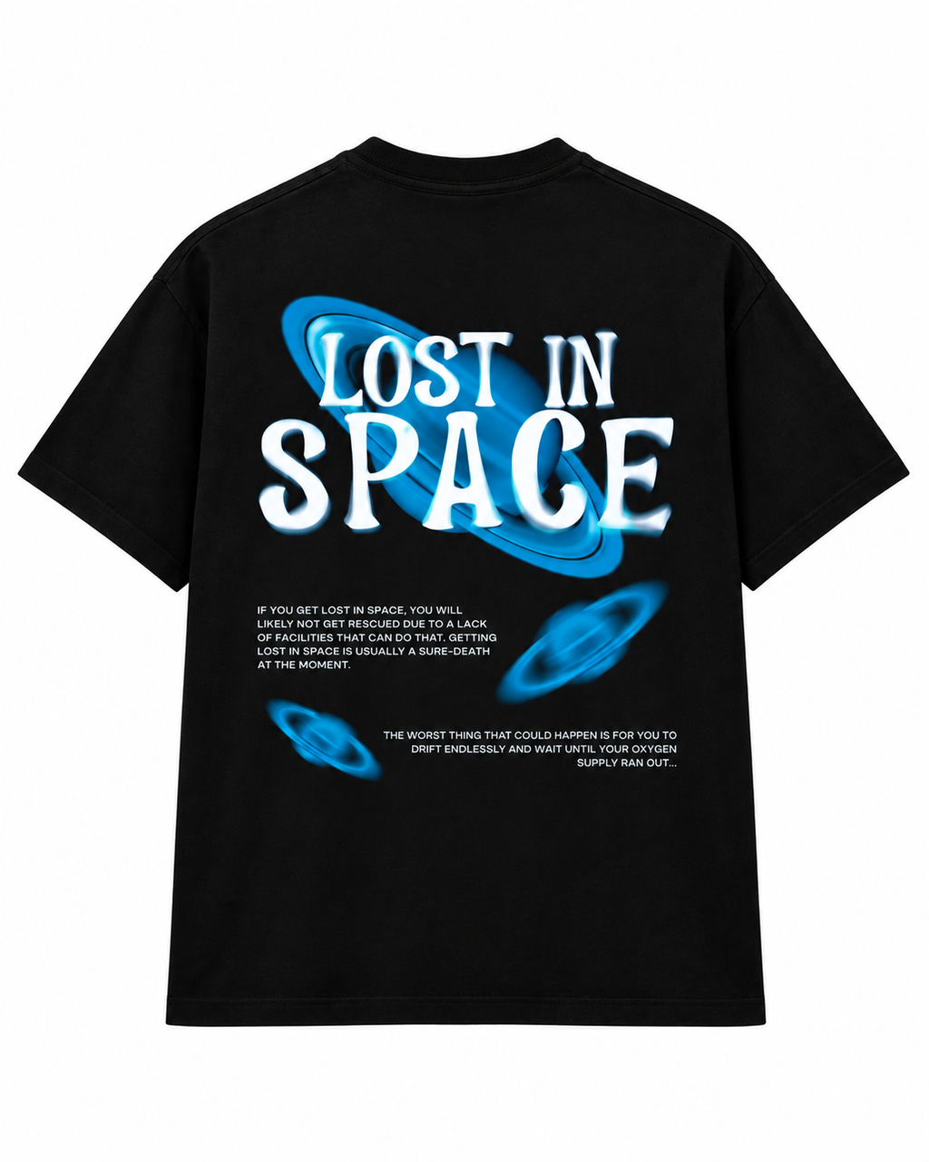 Lost in Space Oversized Drop Shoulder T-Shirt | Premium Black Graphic Tee