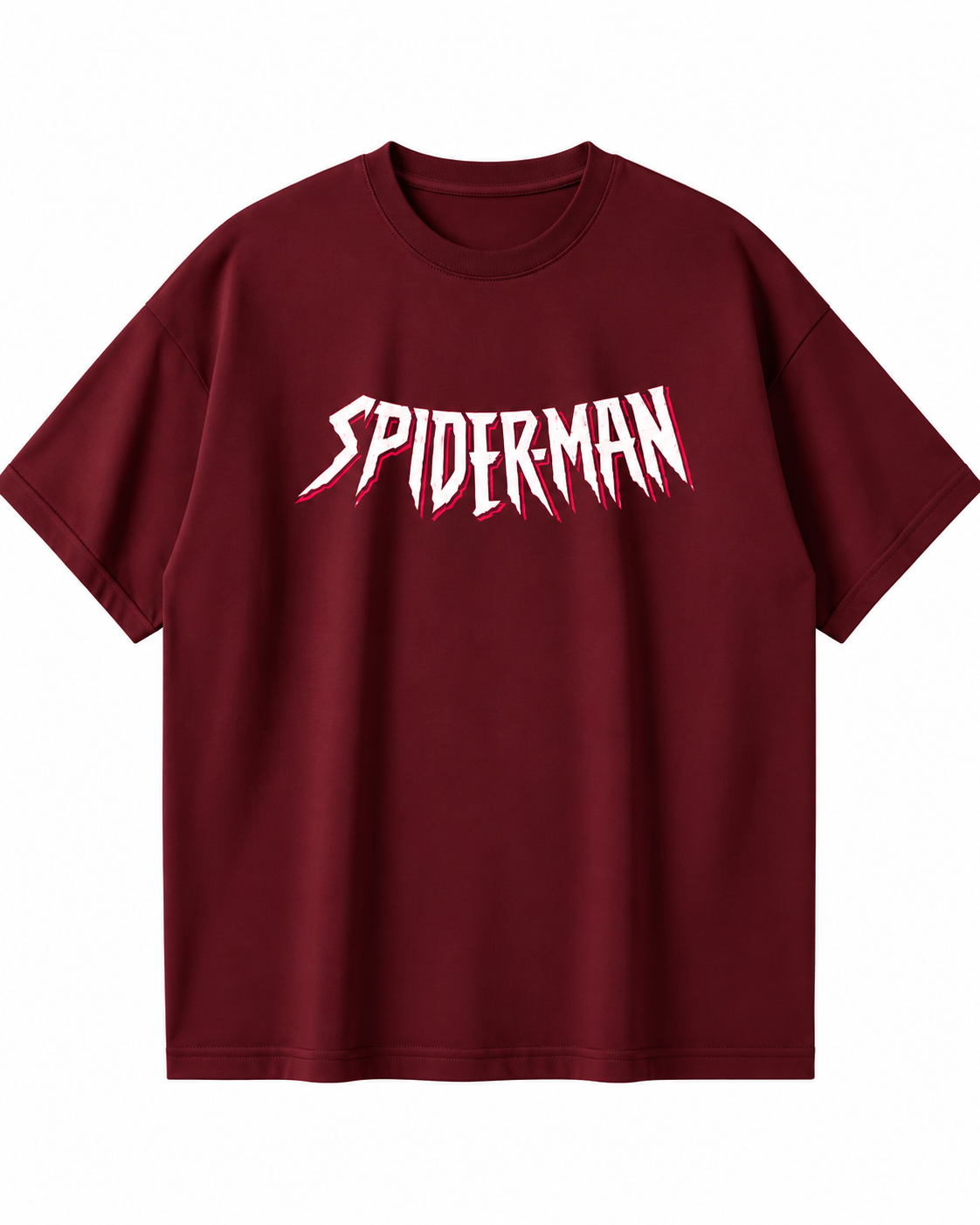 Spider Man Maroon Drop Shoulder T Shirt