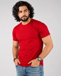 Crew Neck Tee Shirts - Red