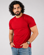 Crew Neck Tee Shirts - Red