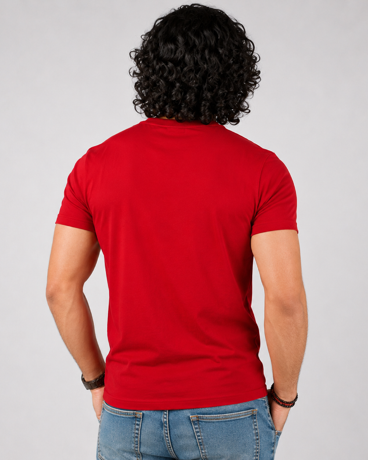 Crew Neck Tee Shirts - Red