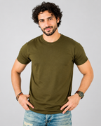 Crew Neck Tee Shirts - Olive