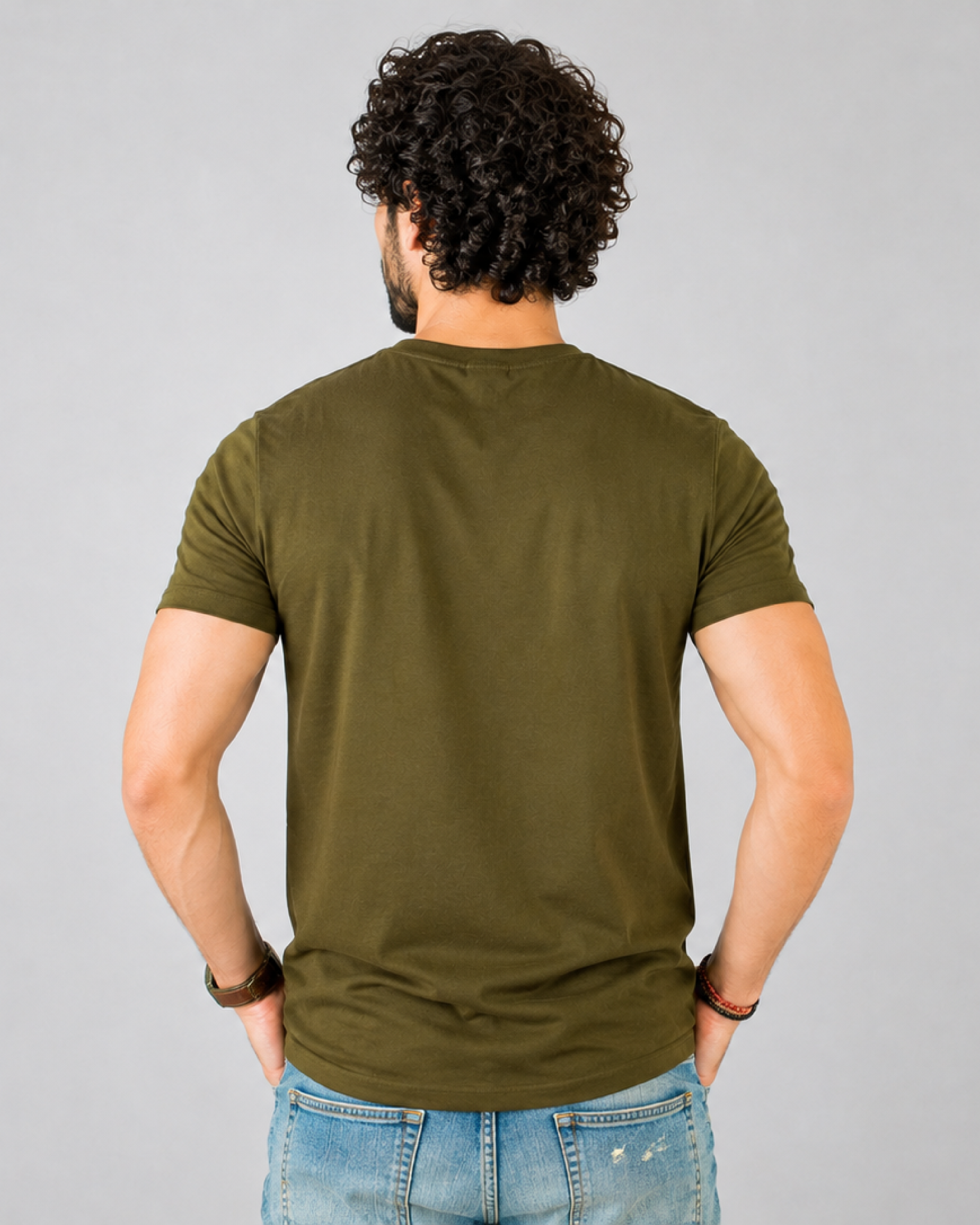 Crew Neck Tee Shirts - Olive