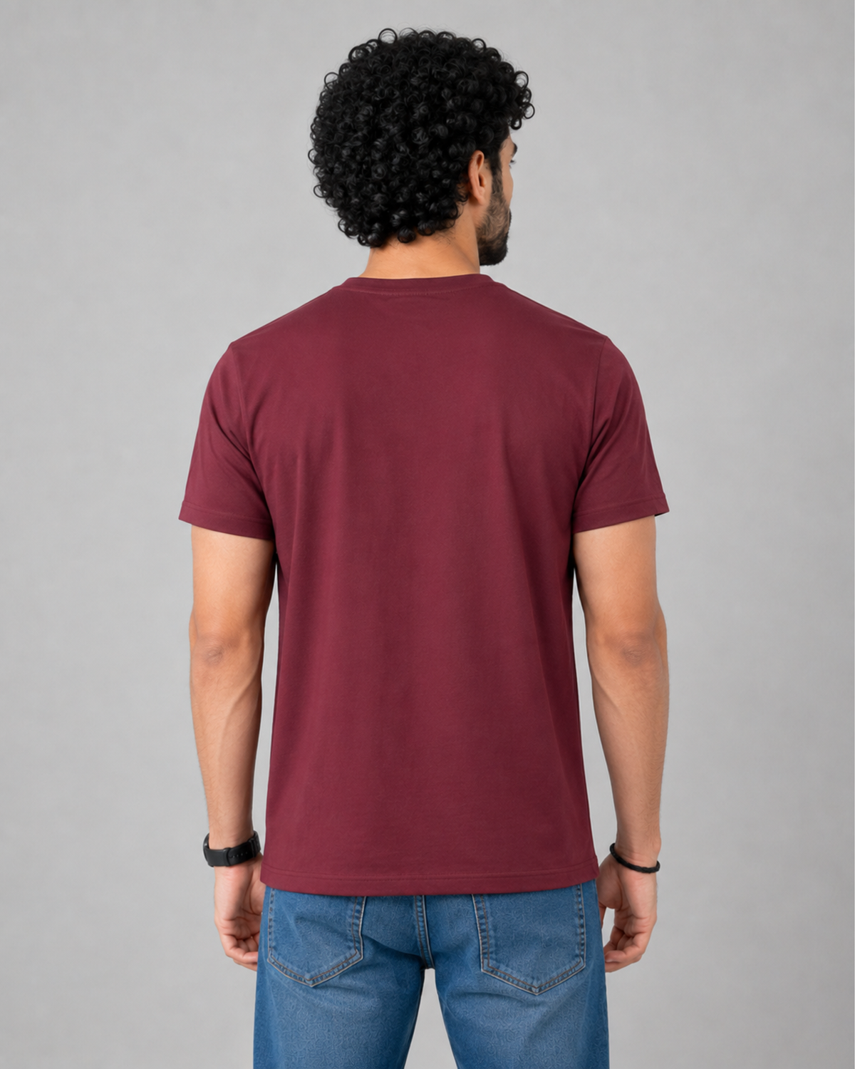 Crew Neck Tee Shirts - Maroon